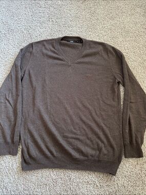 BOSS Men's Dark Brown V-Neck Sweater